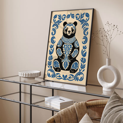 Woodland Bear Art Print Cute Animal Portrait
