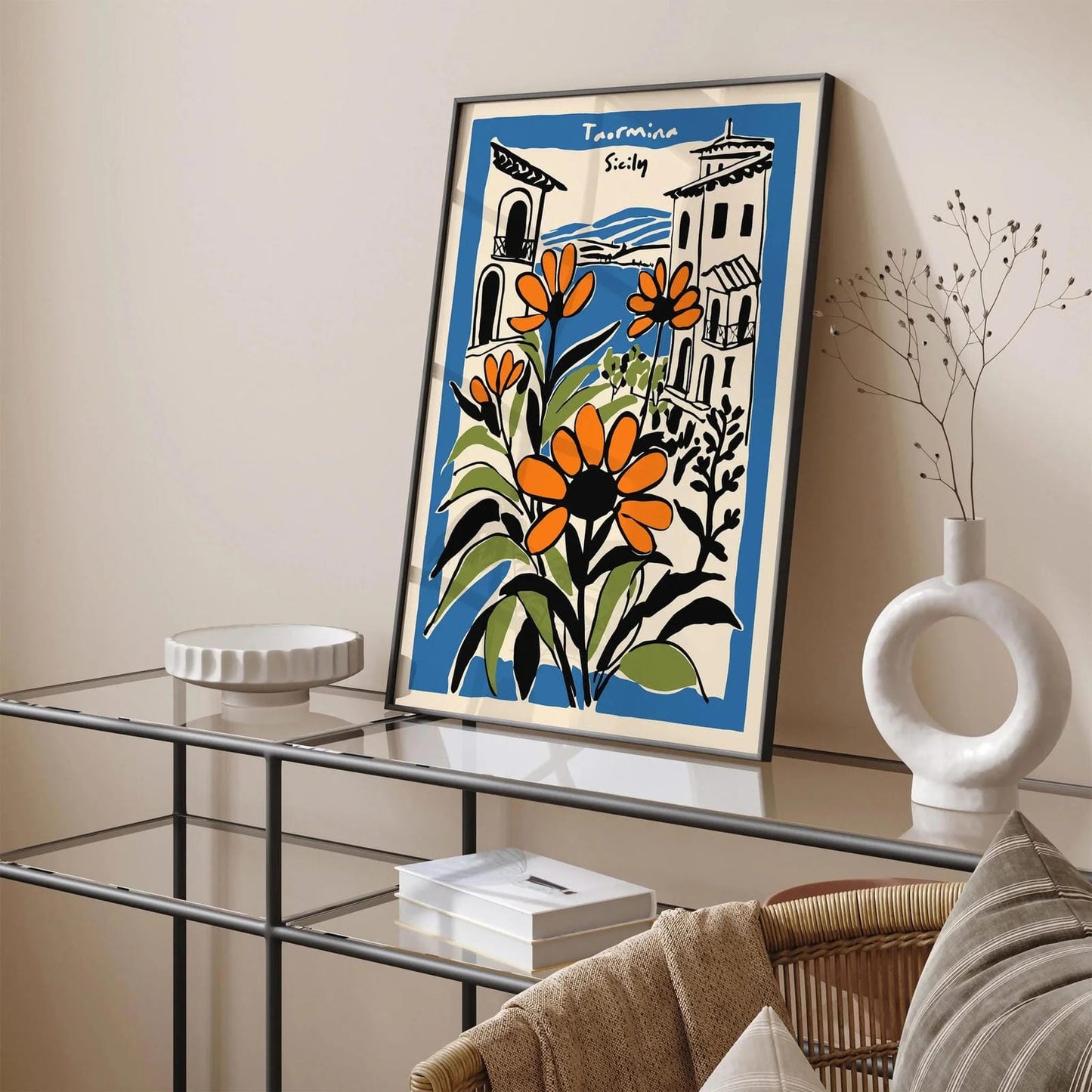 Taormina Sicily Landscape Travel Poster