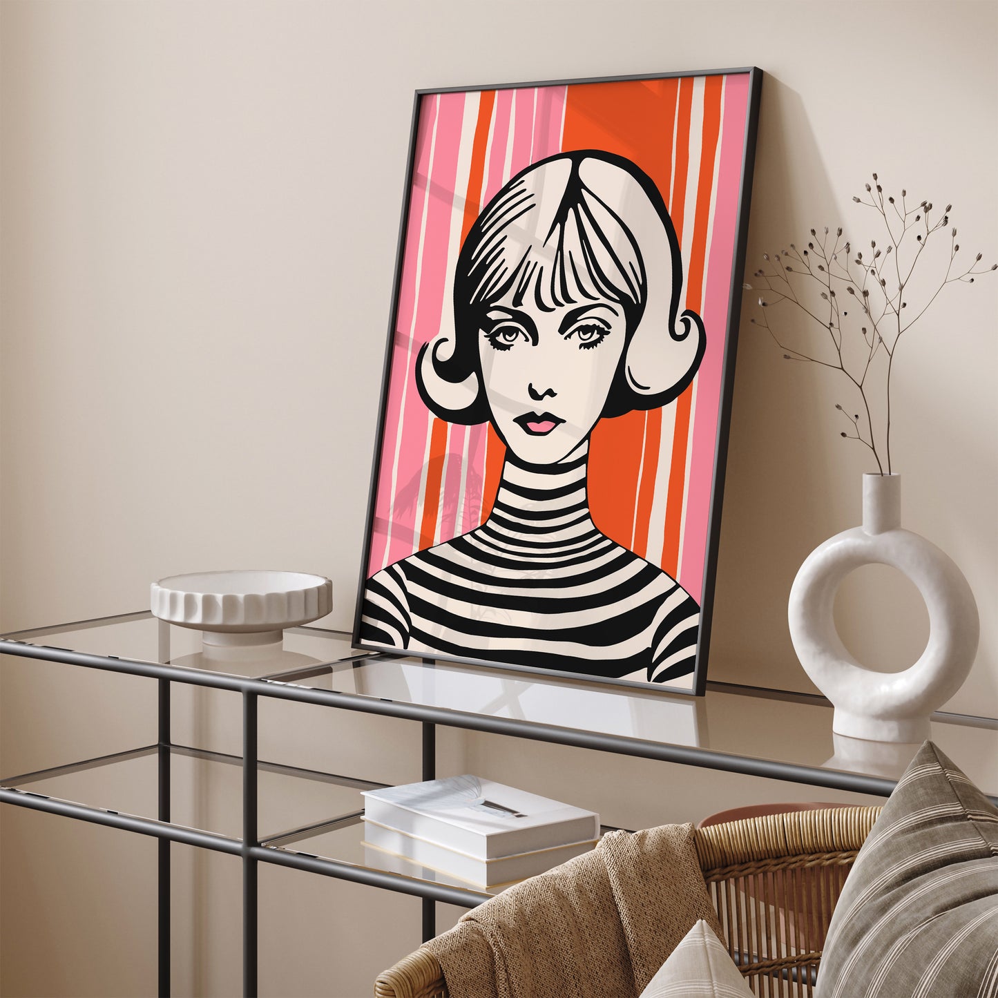 Cute Girl Portrait Retro Print