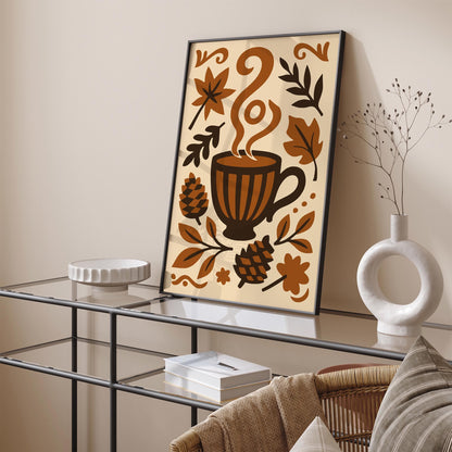 Autumn Hot Chocolate Poster, Farmhouse Kitchen Wall Art Decor