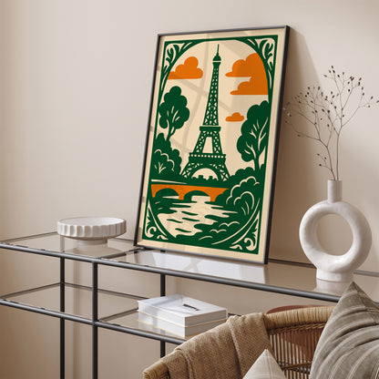 Green Eiffel Tower Paris Poster