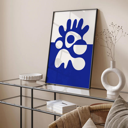 Blue and White Abstract Modern Print 2025