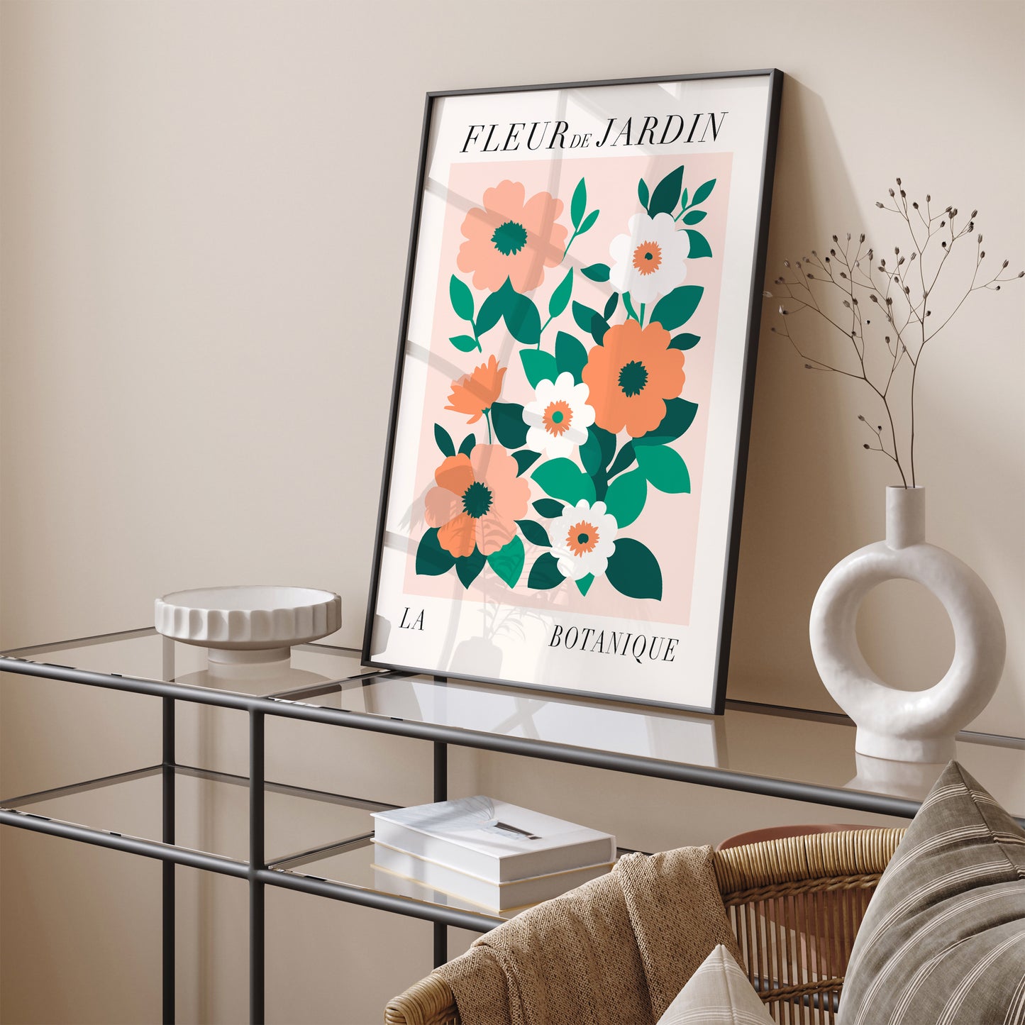 Fleur de Jardin Floral Peach Art Print