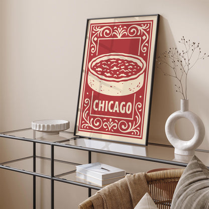 Chicago Deep Dish Pizza Poster - Kitchen Wall Art