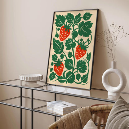 Strawberries Art Print – Farmhouse Kitchen Wall Decor