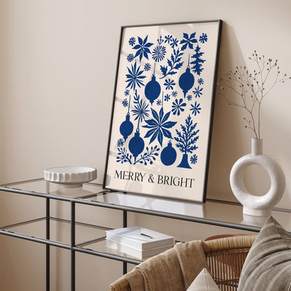 Merry and Bright Christmas Art Print 2024