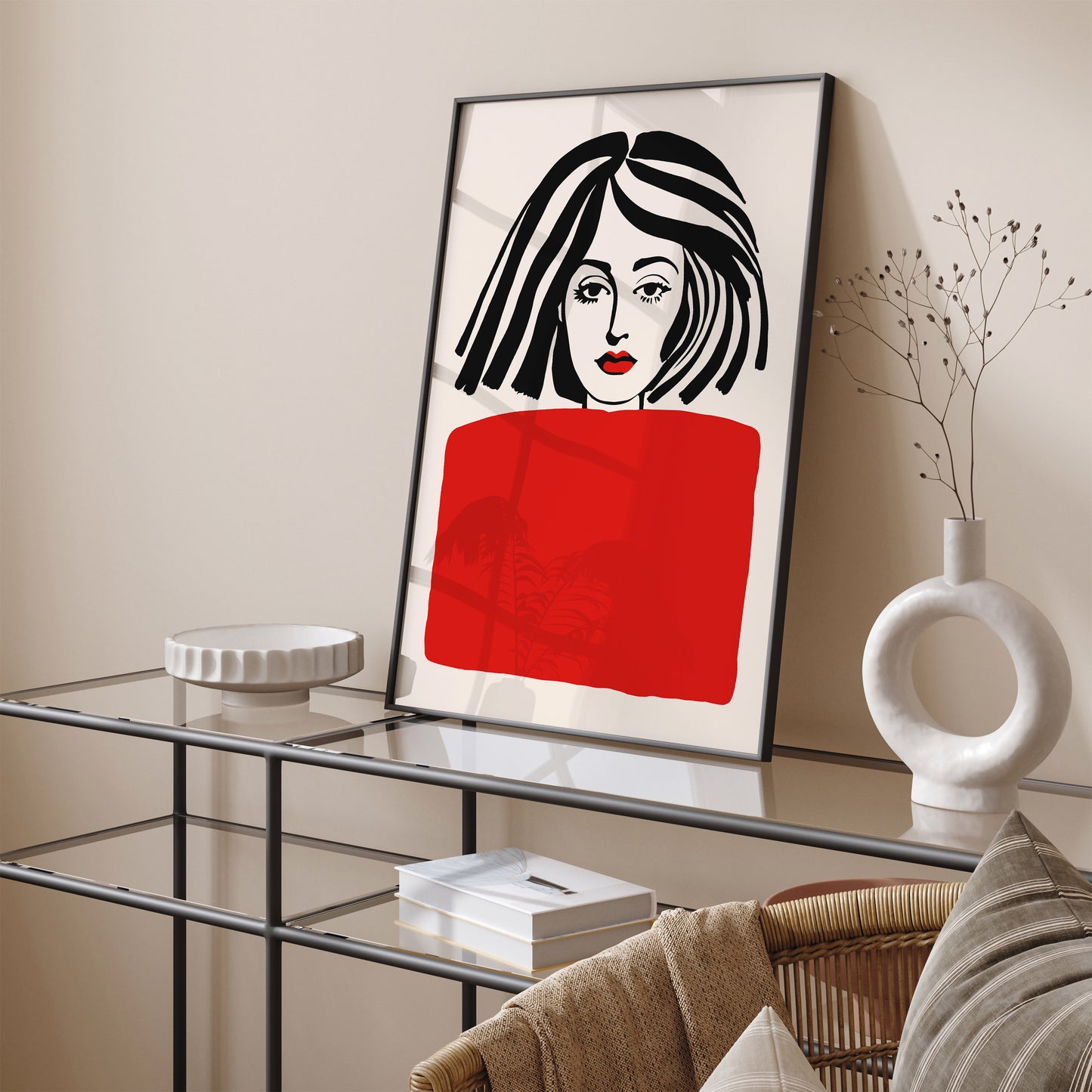 Red Lips Girl Portrait Poster