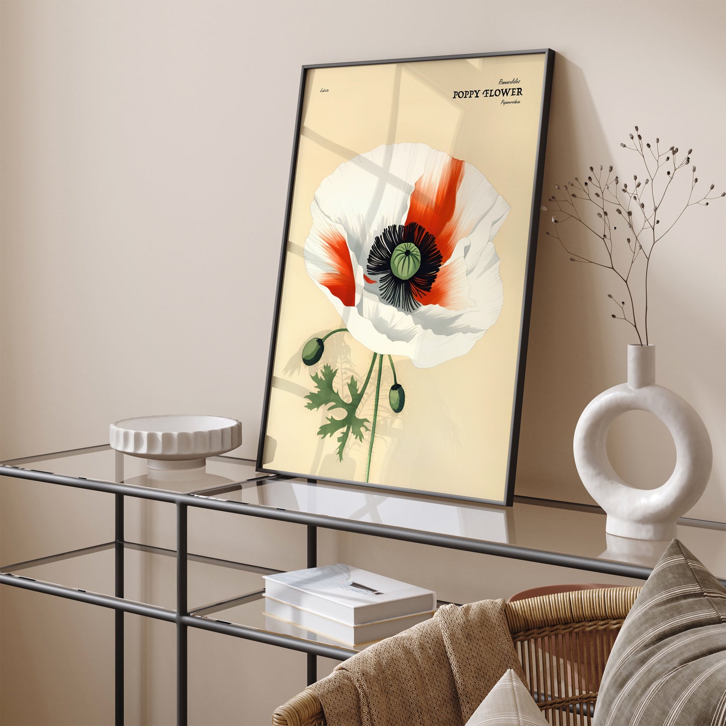 Vintage Poppy Flower Illustrated Poster