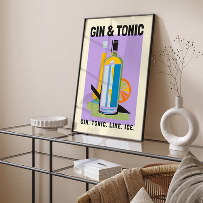 Gin & Tonic Colorful Drink Art Print