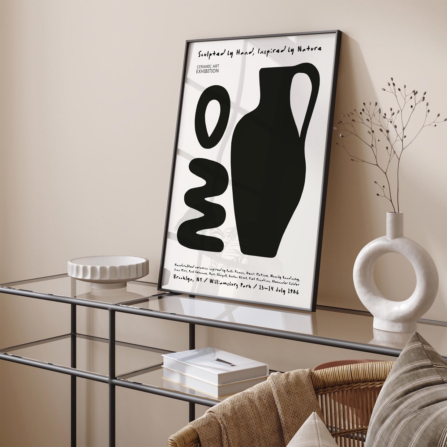 Ceramic Art Exhibition Poster - Modern Black and White Wall Art Print