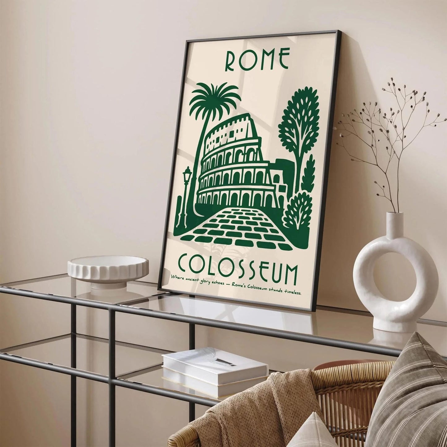 Rome Italy Colosseum Travel Green Poster