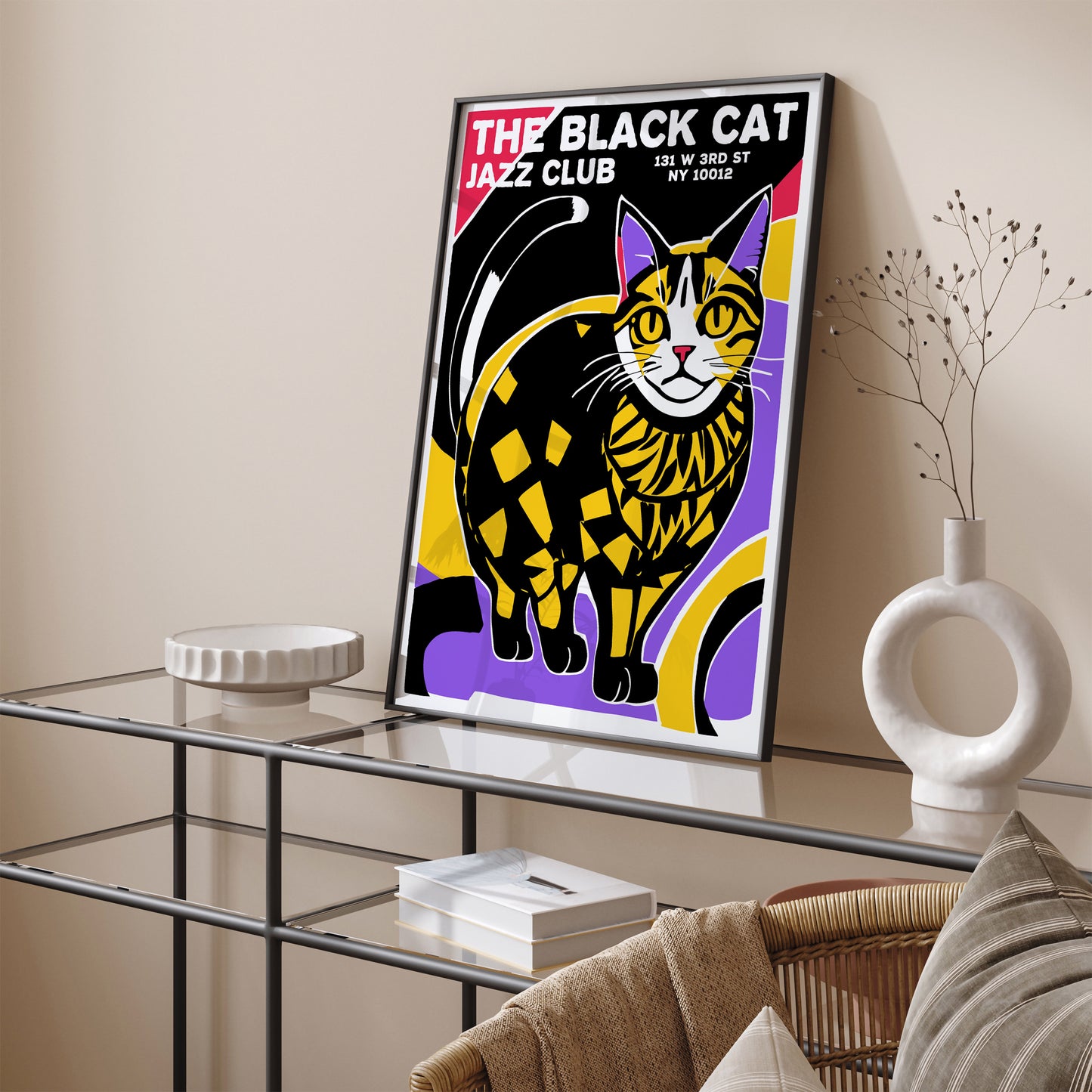 The Black Cat Jazz Club Retro Quirky Poster