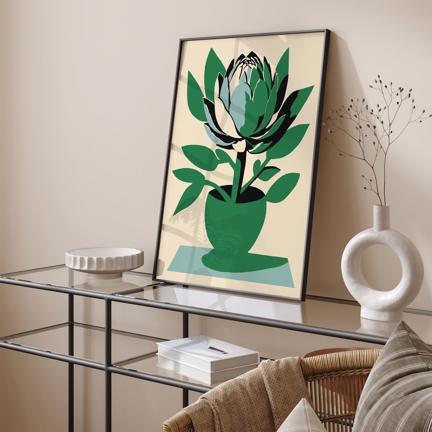 Green Artichoke Flower Art Print