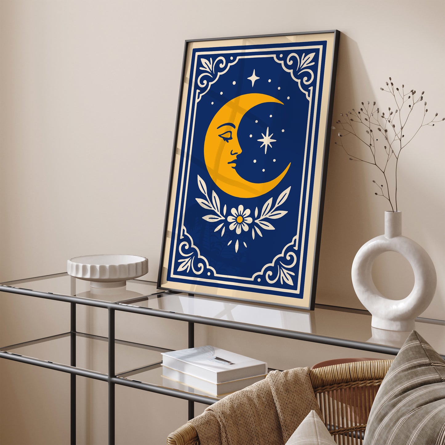 Yellow Moon Art Print - Mystical Wall Art Poster