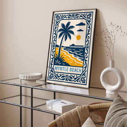 Myrtle Beach Travel Poster - Blue Landscape Art Print