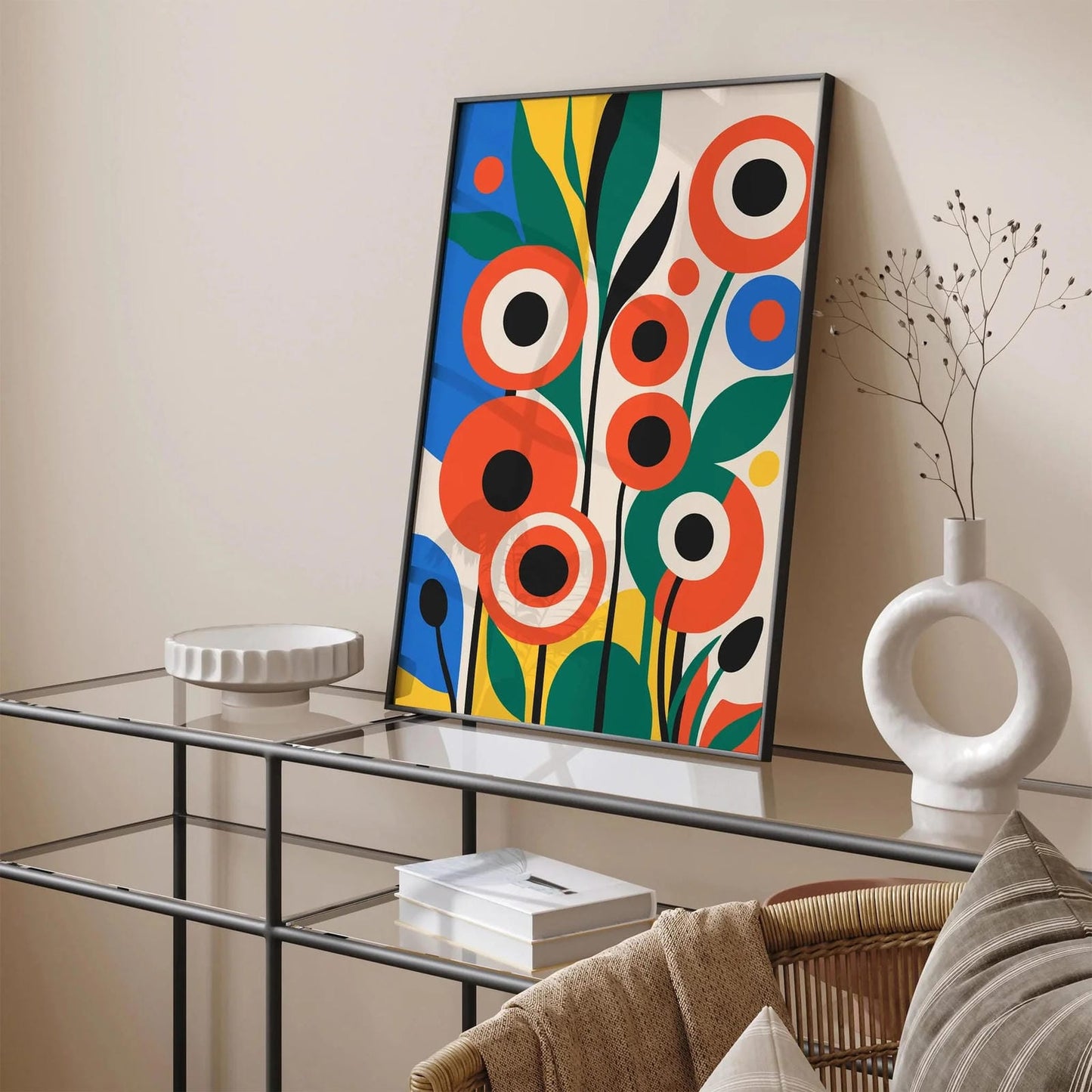 Retro Abstract Flowers Print - Mid Century Modern