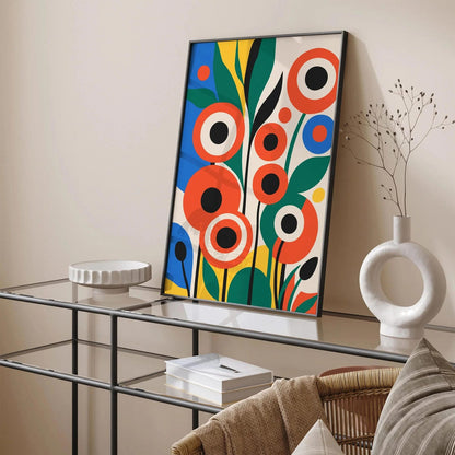Retro Abstract Flowers Print - Mid Century Modern