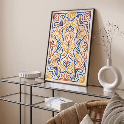 Mexican Talavera Floral Abstract Art Poster