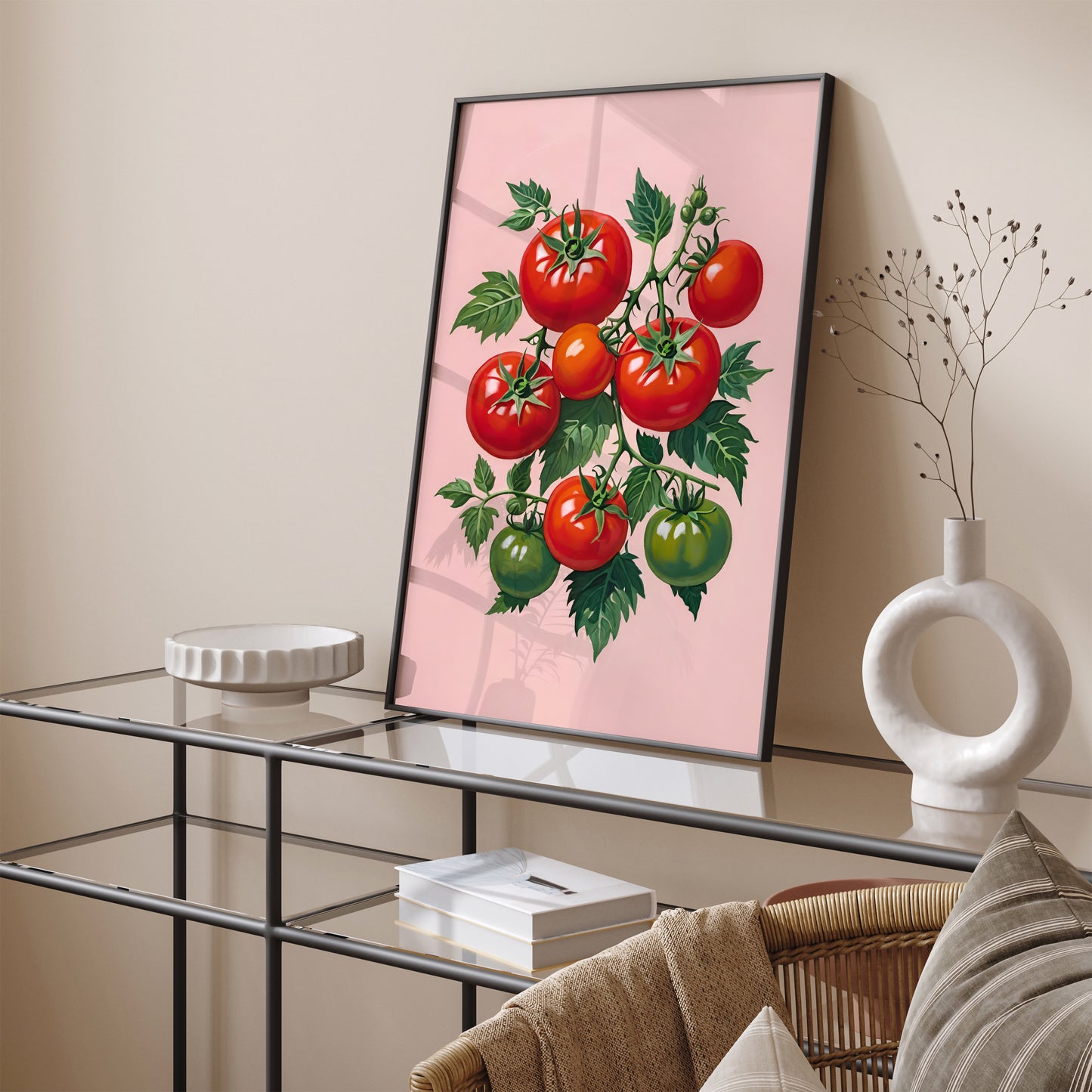 Red Tomatoes Pink Art Print