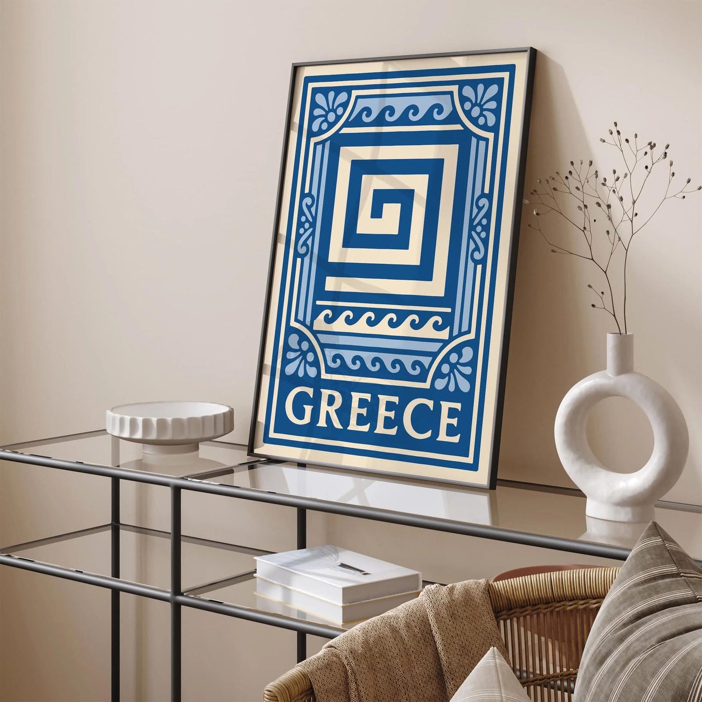 Greece Blue Travel Poster Wall Art