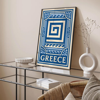 Greece Blue Travel Poster Wall Art
