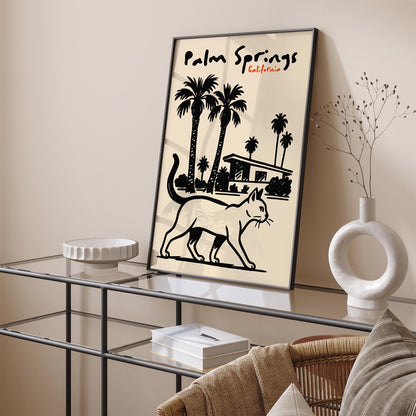 Palm Springs California Poster - Black Ink Style Wall Art