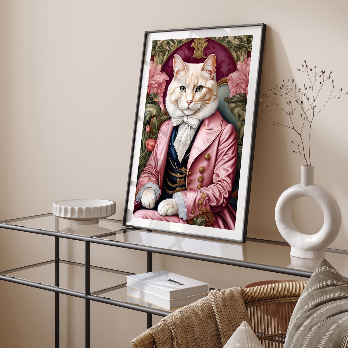Pink Victorian Feline Portrait Wall Art
