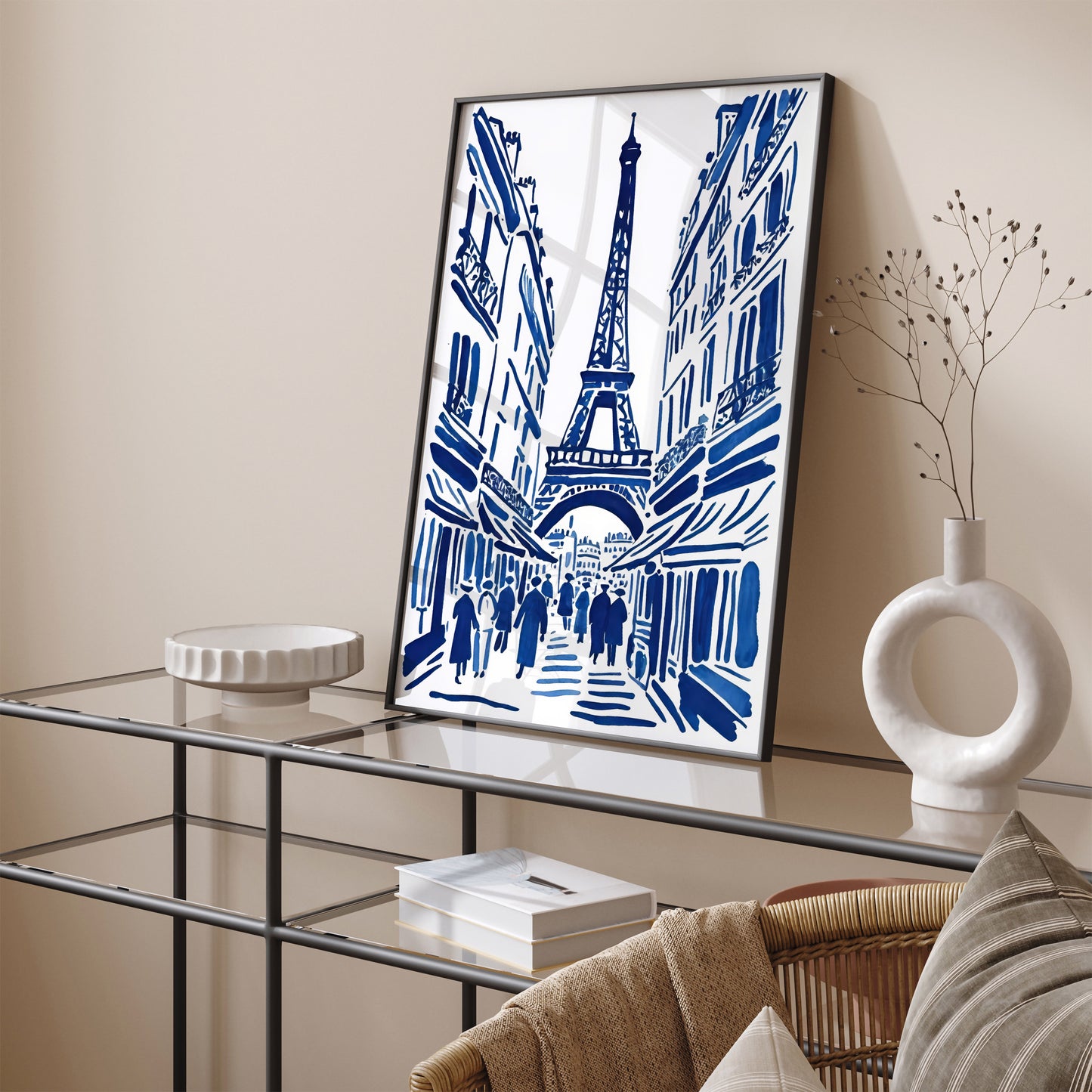 Paris, France Blue Ink Painting Print 2024