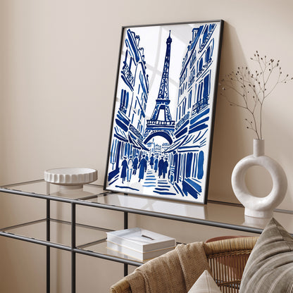 Paris, France Blue Ink Painting Print 2024