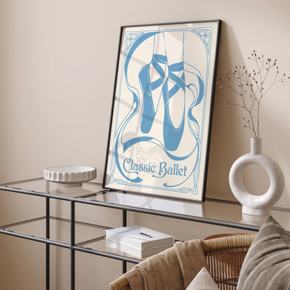 Blue Pointe Shoes Ballet Poster