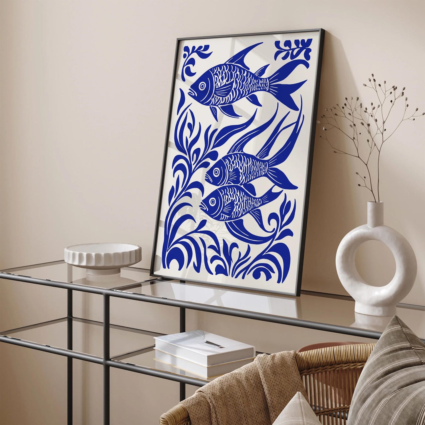 Blue Fish Bathroom Wall Art Decor