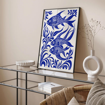 Blue Fish Bathroom Wall Art Decor