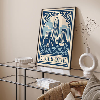 Charlotte, USA Travel Poster – Charlotte Wall Art Print