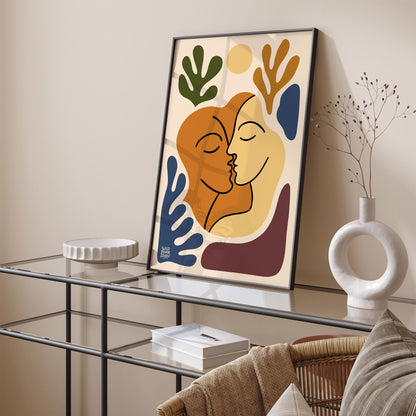 The Kiss - Modern Abstract Couple Wall Art Print