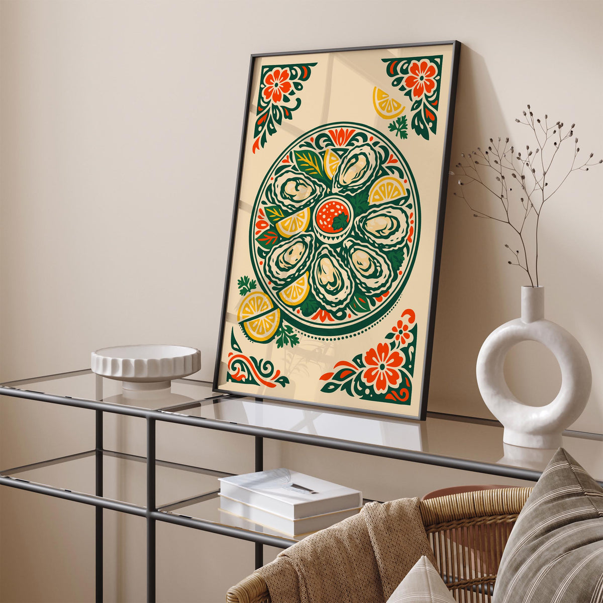 Oyster Plates Kitchen Poster