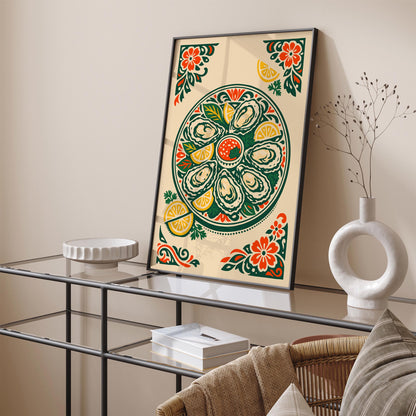 Oyster Plates Kitchen Poster