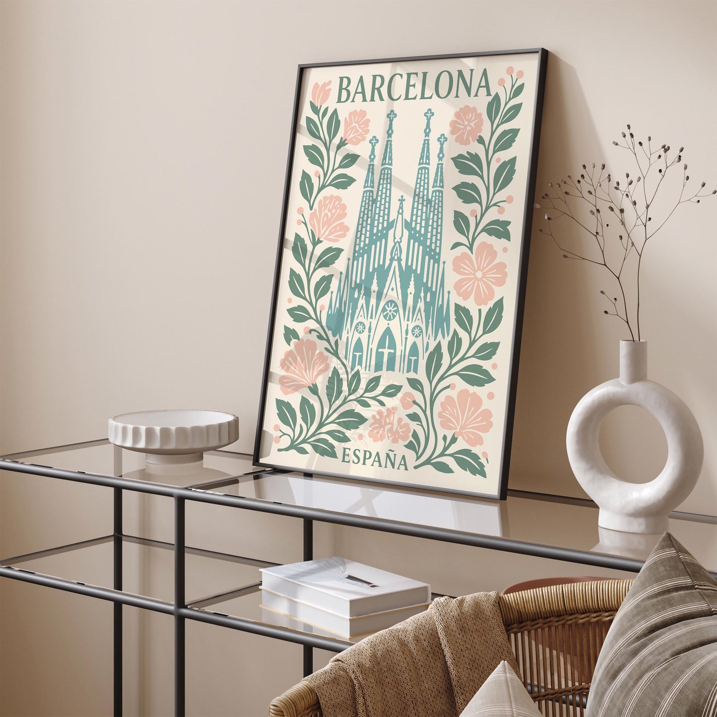 Barcelona Sagrada Familia Poster – Vintage Spain Travel Art