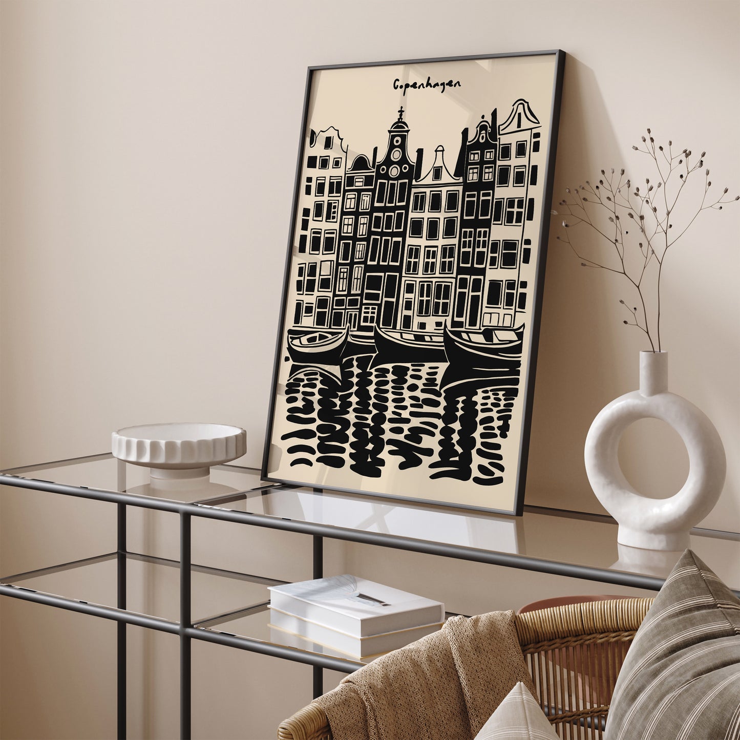 Copenhagen Black Ink Sketch Poster