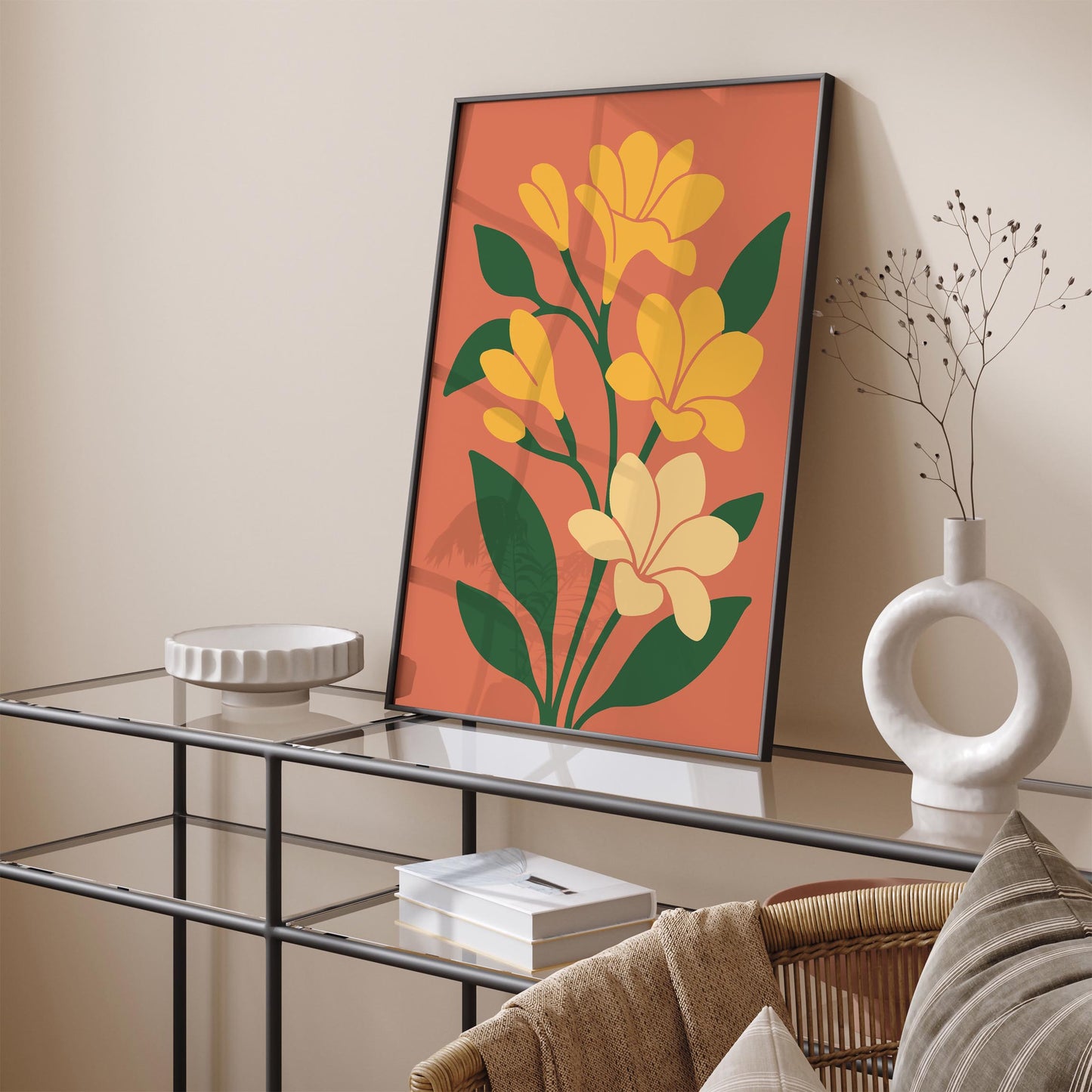 Yellow Freesia Flowers Poster - Boho Chic Wall Art Print