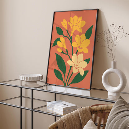 Yellow Freesia Flowers Poster - Boho Chic Wall Art Print