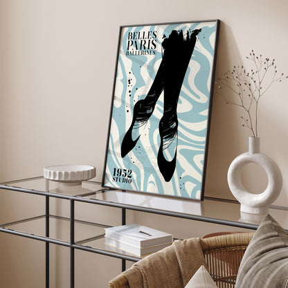 Belles Ballerines Paris Blue Art Print