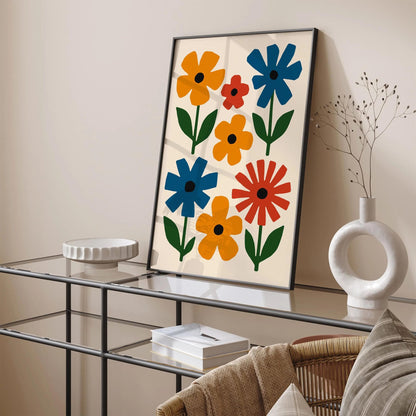 Retro Colorful Cut Outs Flowers Print
