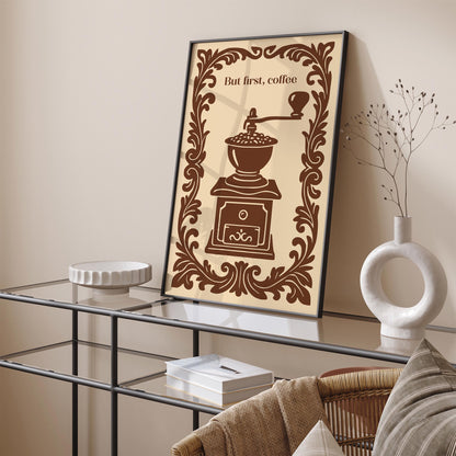 But First Coffee Poster - Vintage Kitchen Wall Art