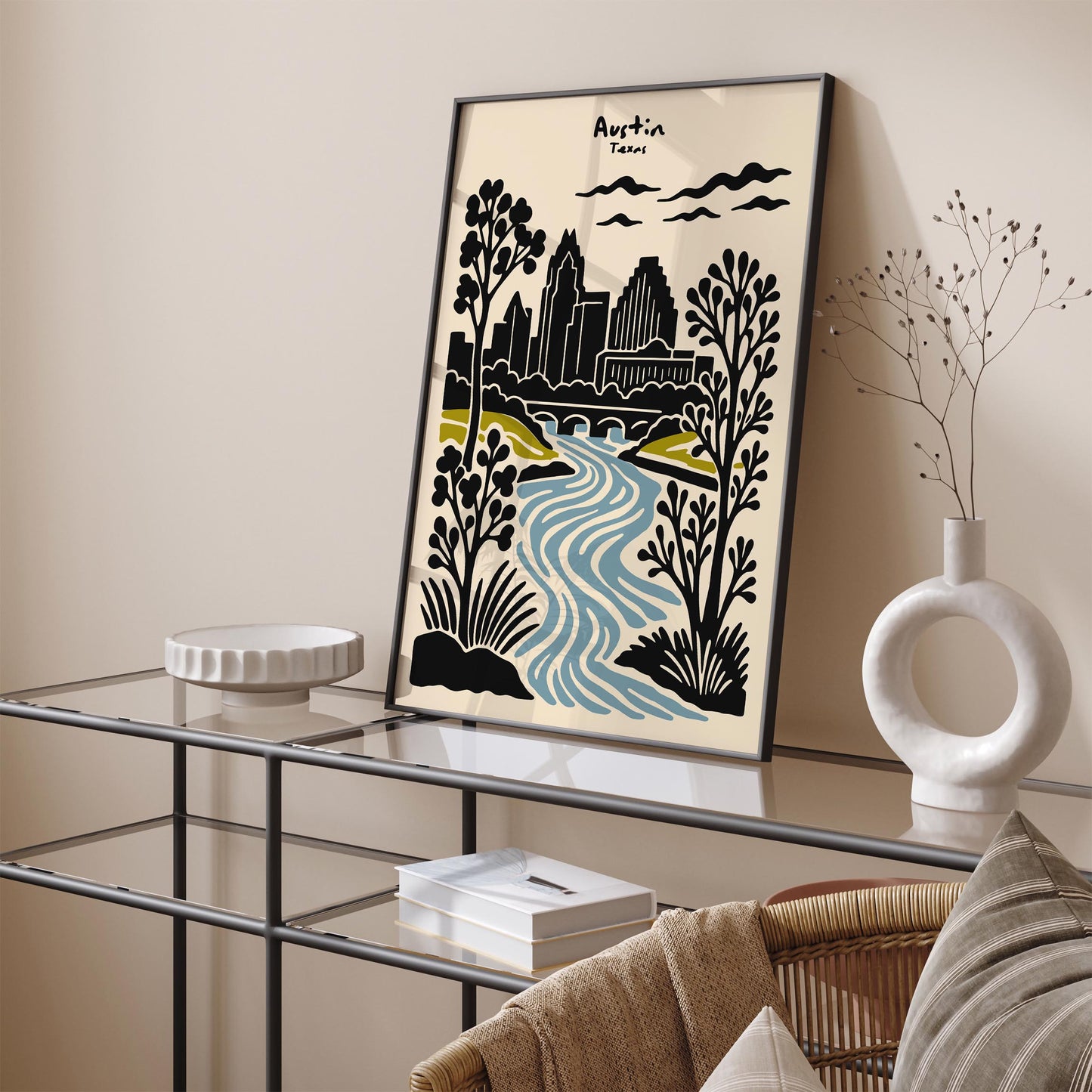 Austin Texas Poster - Cityscape Wall Art - Retro Travel Print