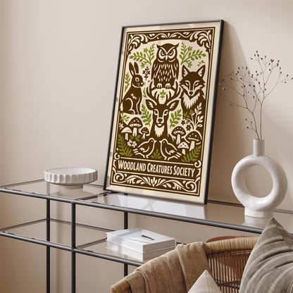 Woodland Animals Poster – Cute Kids Room Wall Art
