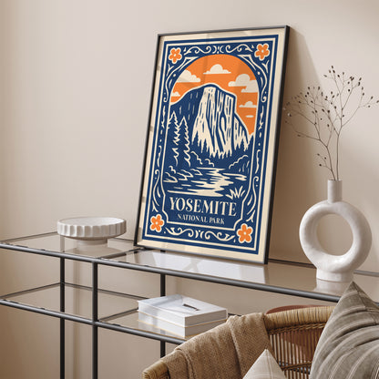 Yosemite National Park Blue Travel Poster