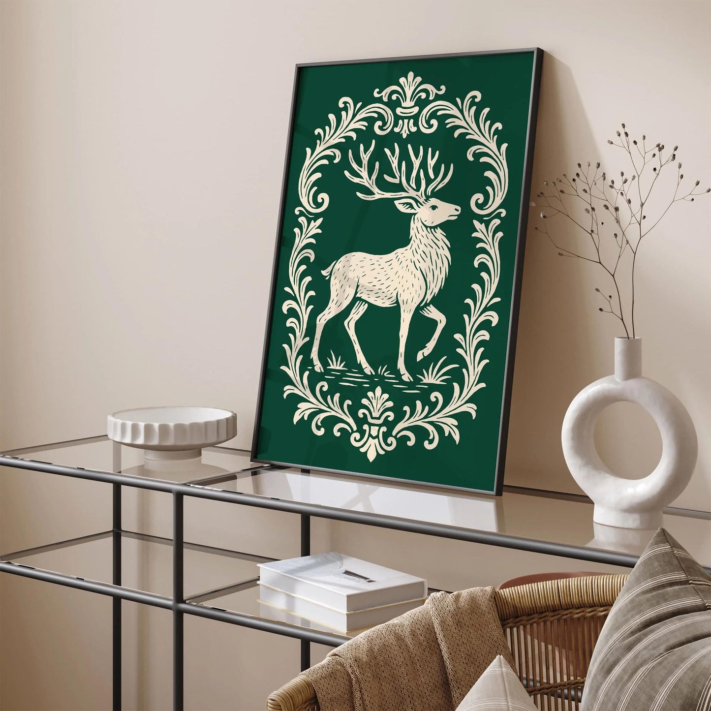 Majestic Deer Green Poster