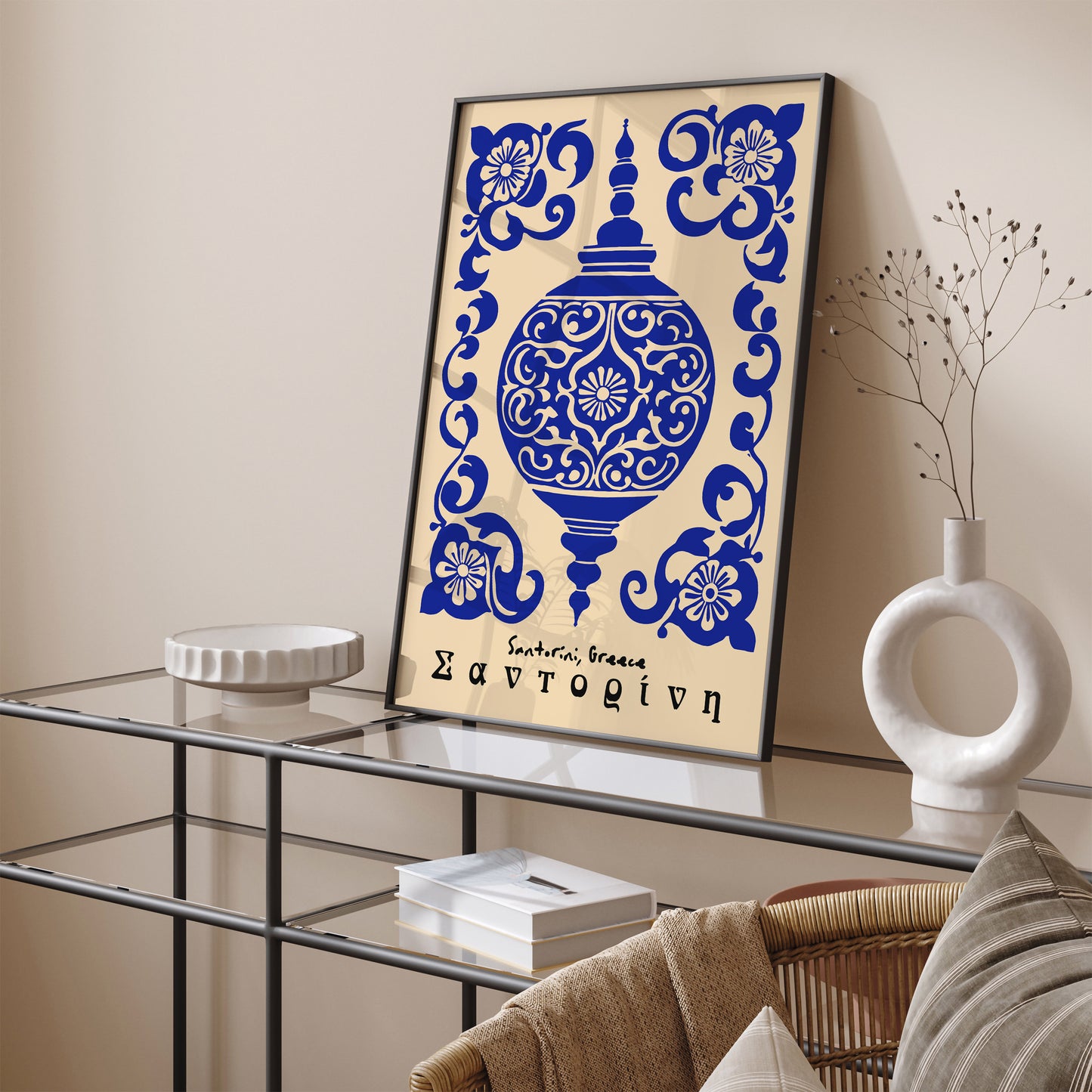 Blue Santorini Poster – Greece Coastal Wall Decor
