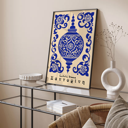 Blue Santorini Poster – Greece Coastal Wall Decor
