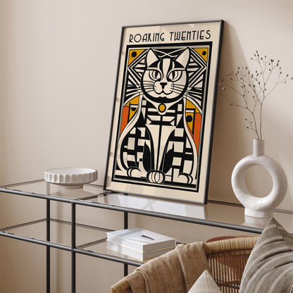 Roaring Twenties Geometric Cat Poster